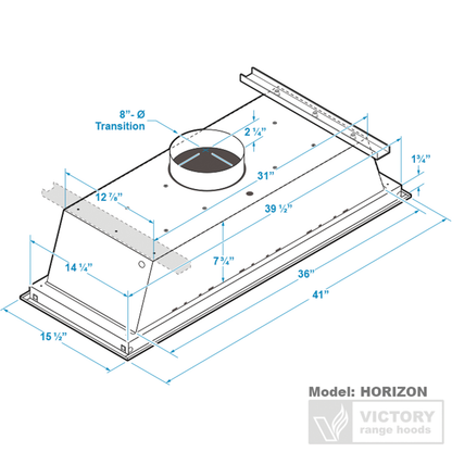Victory Matte White Flush Ceiling Mount Range Hood with LED Backlight - Horizon-WH-Glow|Hotte de cuisinière affleurée au plafond Victory blanc mat avec rétroéclairage à DEL - Horizon-WH-Glow