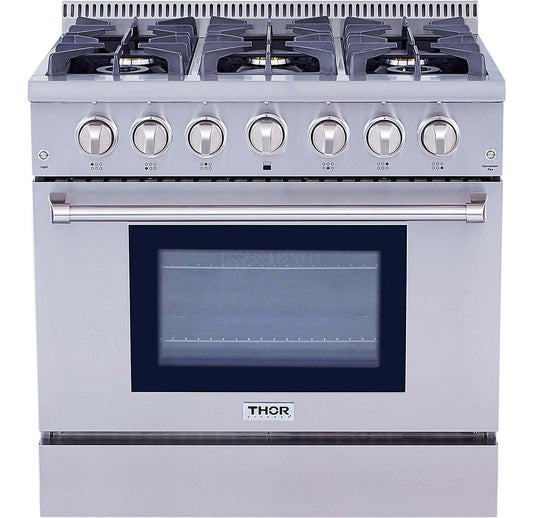 Cuisine Thor 5,2 Cu. Fort. Cuisinière à gaz autoportante - HRG3618U-SS|Cuisinière amovible à gaz Thor Kitchen de 5,2 pi³ – HRG3618U-SS|HRG3618S