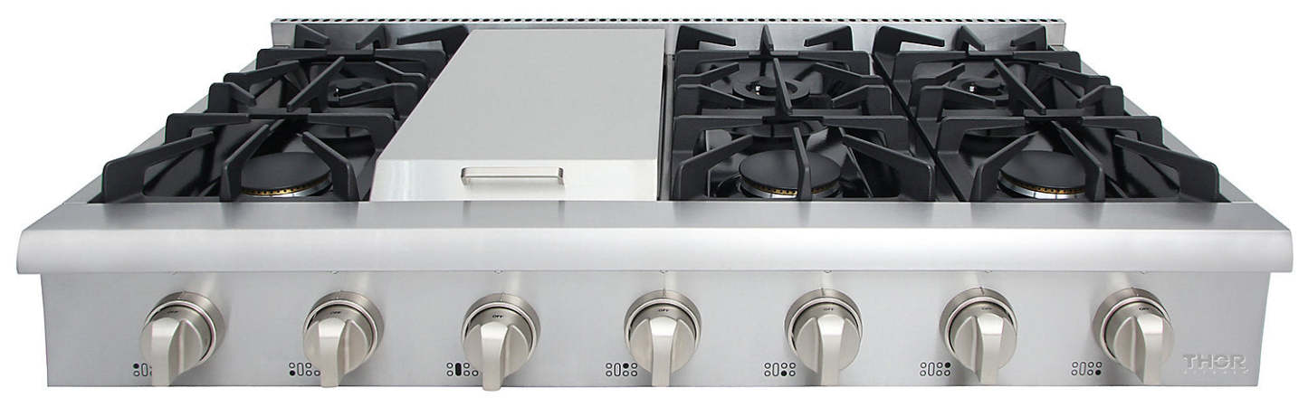 Thor Kitchen 48 Gas Range Top with Griddle - HRT4806U-SS|Dessus de cuisinière à gaz de 48 po Thor Kitchen avec plaque chauffante - HRT4806U-SS|HRT4806S
