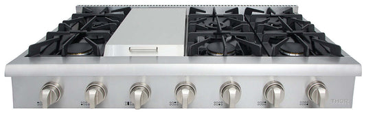 Thor Kitchen 48 Gas Range Top with Griddle - HRT4806U-SS|Dessus de cuisinière à gaz de 48 po Thor Kitchen avec plaque chauffante - HRT4806U-SS|HRT4806S