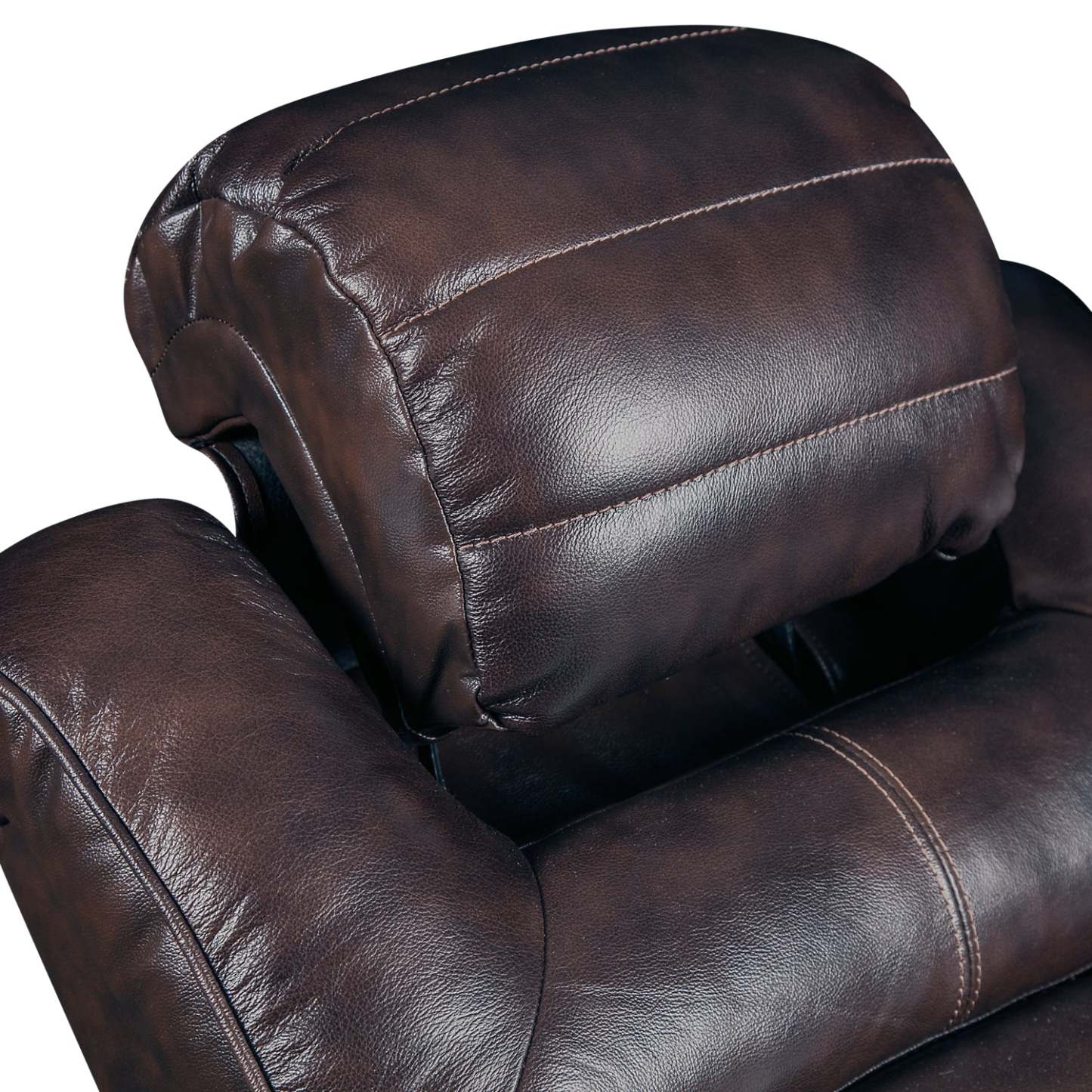 Canapé sectionnel à inclinaison électrique Hugo 5 pièces en cuir avec consoles de rangement et véritable porte-gobelets - brun