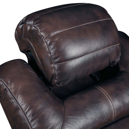 Canapé sectionnel à inclinaison électrique Hugo 5 pièces en cuir avec consoles de rangement et véritable porte-gobelets - brun