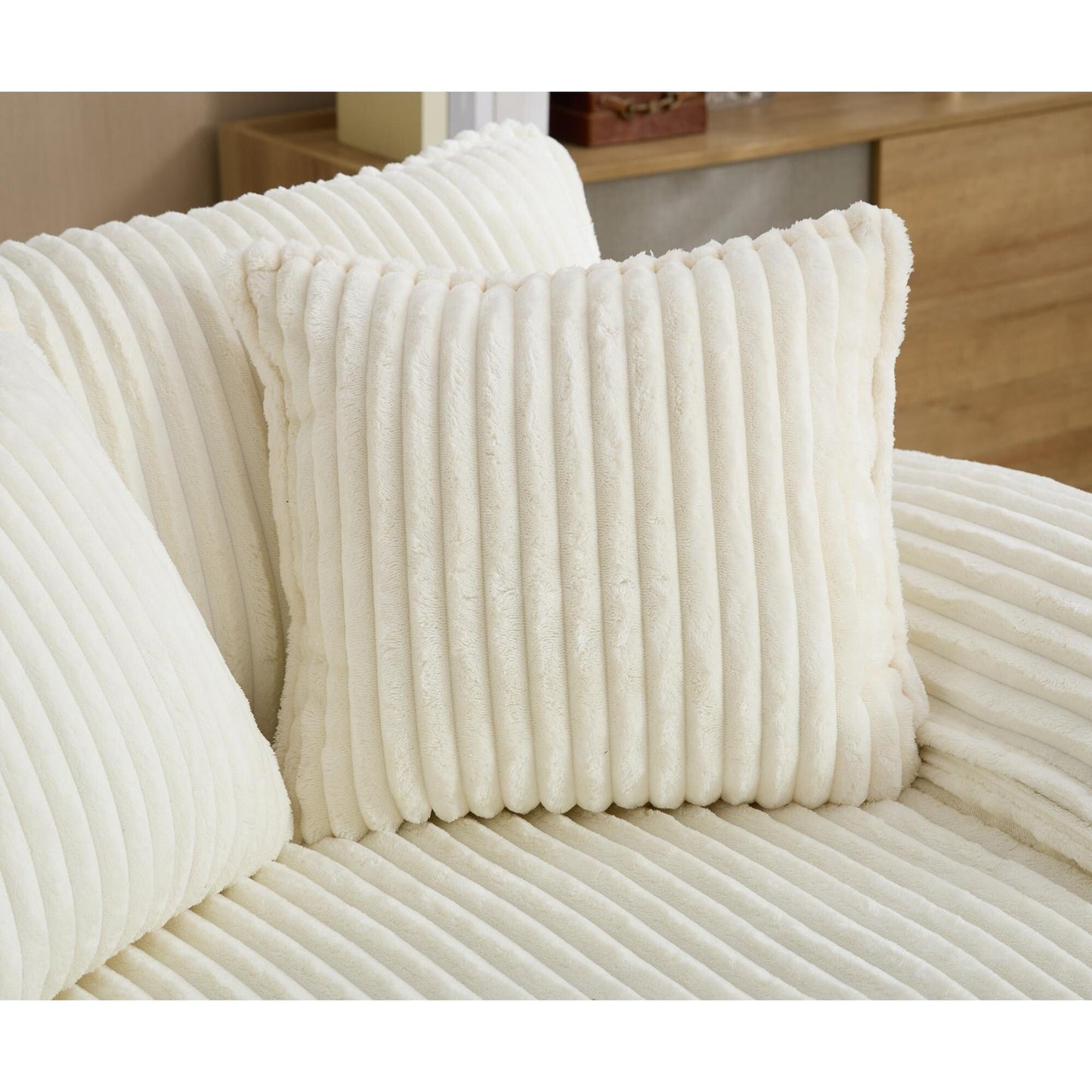 Canapé-lit Harmonia 109 W surdimensionné en velours côtelé, siège profond, double chaise longue avec 4 oreillers