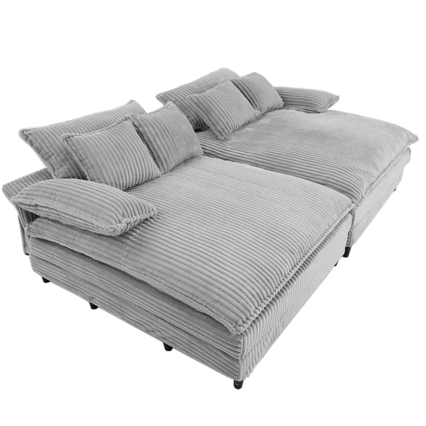 Canapé-lit Harmonia 109 W surdimensionné en velours côtelé, siège profond, double chaise longue avec 4 oreillers