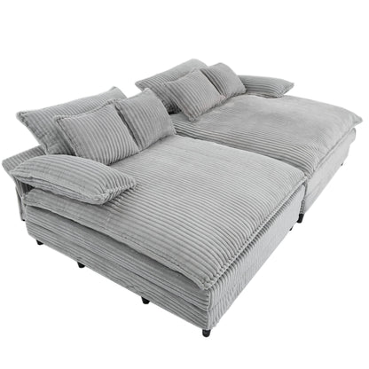Canapé-lit Harmonia 109 W surdimensionné en velours côtelé, siège profond, double chaise longue avec 4 oreillers