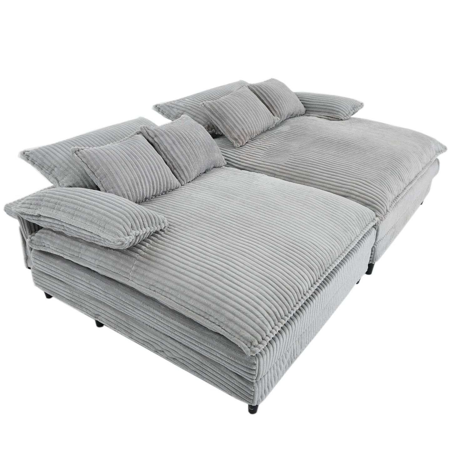 Canapé-lit Harmonia 109 W surdimensionné en velours côtelé, siège profond, double chaise longue avec 4 oreillers