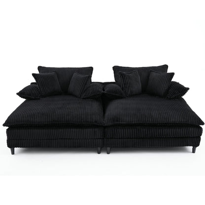 Canapé-lit Harmonia 109 W surdimensionné en velours côtelé, siège profond, double chaise longue avec 4 oreillers