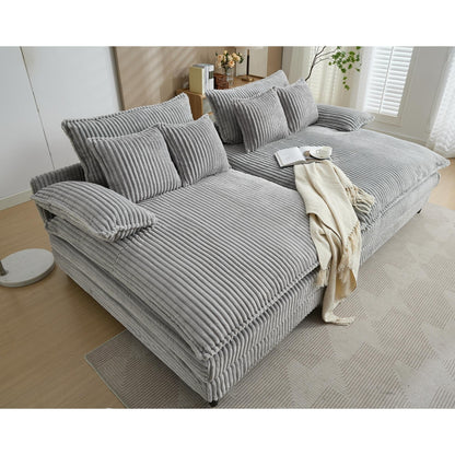 Canapé-lit Harmonia 109 W surdimensionné en velours côtelé, siège profond, double chaise longue avec 4 oreillers