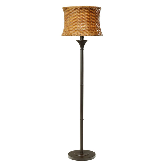 Lampadaire d'extérieur et d'intérieur Havenside Home Pocologan 151 cm (59,5 pouces) en osier tressé - 41,3 cm (16,25 pouces) L x 41,3 cm (16,25 pouces) l x 151,1 cm (59,5 pouces) H