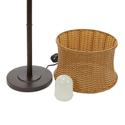 Lampadaire d'extérieur et d'intérieur Havenside Home Pocologan 151 cm (59,5 pouces) en osier tressé - 41,3 cm (16,25 pouces) L x 41,3 cm (16,25 pouces) l x 151,1 cm (59,5 pouces) H
