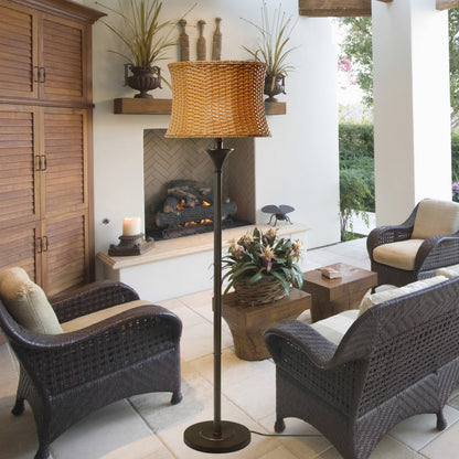 Lampadaire d'extérieur et d'intérieur Havenside Home Pocologan 151 cm (59,5 pouces) en osier tressé - 41,3 cm (16,25 pouces) L x 41,3 cm (16,25 pouces) l x 151,1 cm (59,5 pouces) H