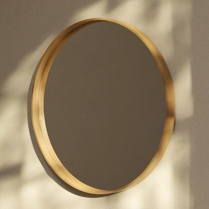 Miroir mural rond classique de style ferme avec cadre en bois