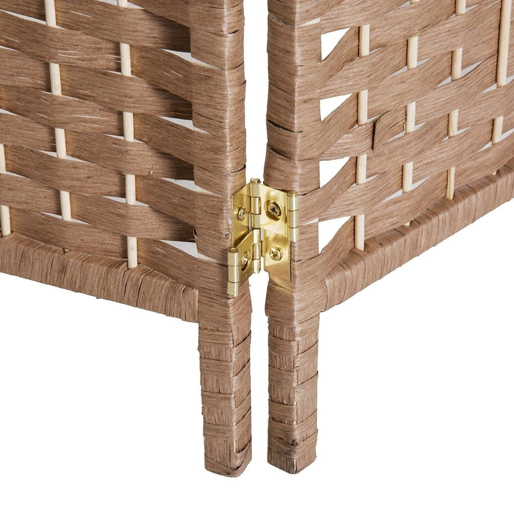 Paravent HomCom en osier tressé à six panneaux de 1,83 m de haut - Bois blond naturel