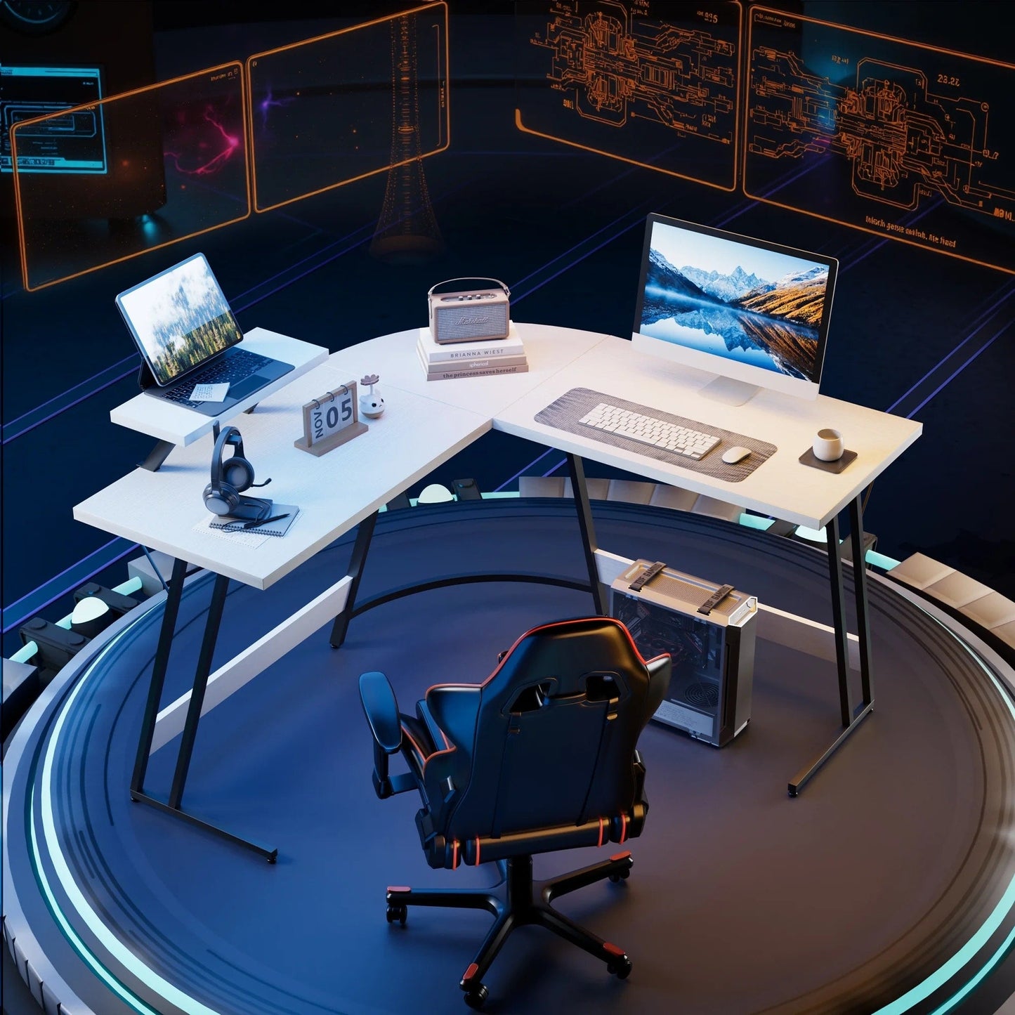 Bureau d'angle Homall en forme de L pour ordinateur, bureau d'écriture