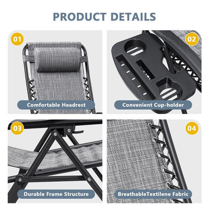 Ensemble de 2 chaises longues de jardin Homall à gravité zéro avec coussins