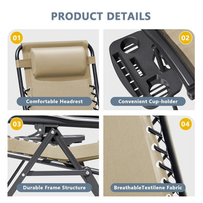 Ensemble de 2 chaises longues de jardin Homall à gravité zéro avec coussins