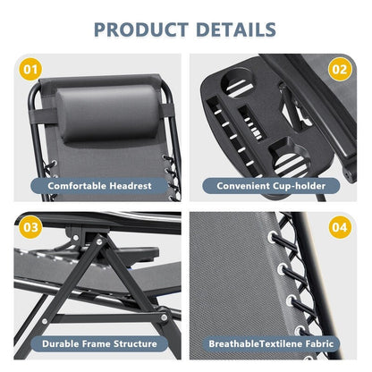 Ensemble de 2 chaises longues de jardin Homall à gravité zéro avec coussins