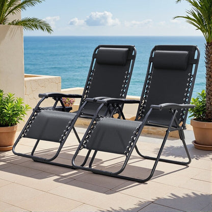 Ensemble de 2 chaises longues de jardin Homall à gravité zéro avec coussins