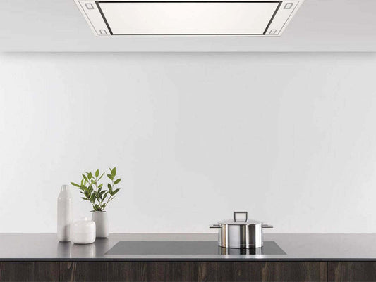 Victory Matte White Flush Ceiling Mount Range Hood with LED Backlight - Horizon-WH-Glow|Hotte de cuisinière affleurée au plafond Victory blanc mat avec rétroéclairage à DEL - Horizon-WH-Glow
