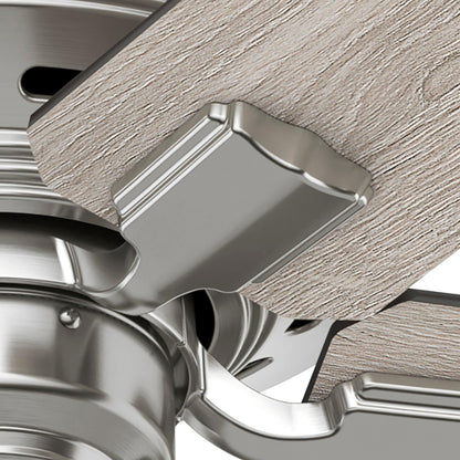 Ventilateur de plafond Hunter 44 Altidore en nickel brossé avec kit d'éclairage LED et chaînette - Style campagnard, rustique et transitionnel