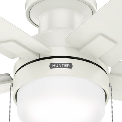 Ventilateur de plafond Hunter 52 Anisten à profil bas avec éclairage LED et chaînette - Style moderne, contemporain et transitionnel