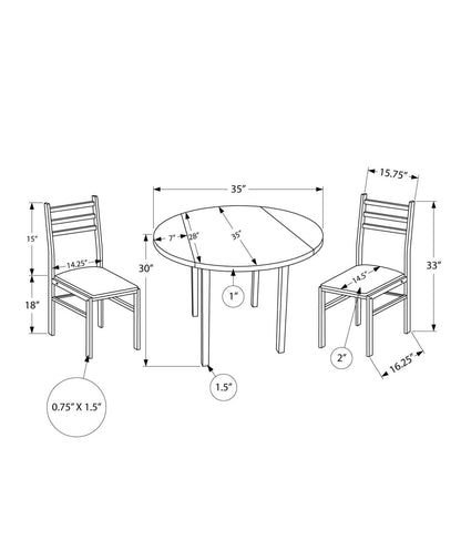 Petit ensemble de salle à manger 3 pièces avec 35 abattants - Taupe foncé |Petit ensemble de salle à manger de 3 pièces avec tablette rabatante de 35 po - taupe foncé|D90FAOZH