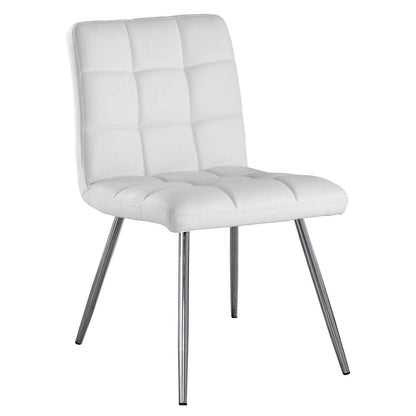 2pcs White Leather-look Chrome Dining Chair|Chaise de salle à manger en chrome avec apparence cuir blanc, 2 pièces|D90FOR1N