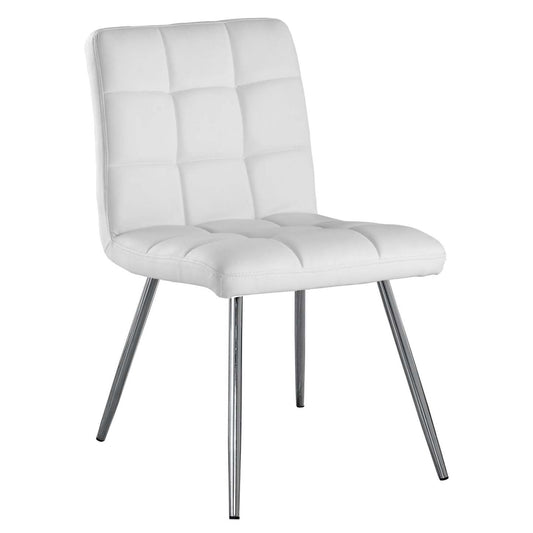 2pcs White Leather-look Chrome Dining Chair|Chaise de salle à manger en chrome avec apparence cuir blanc, 2 pièces|D90FOR1N