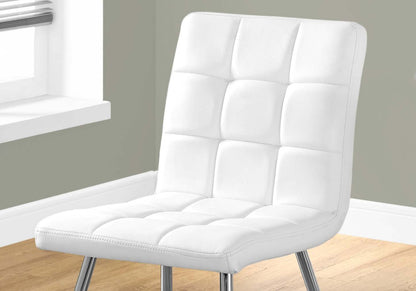 2pcs White Leather-look Chrome Dining Chair|Chaise de salle à manger en chrome avec apparence cuir blanc, 2 pièces|D90FOR1N