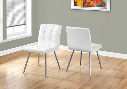 2pcs White Leather-look Chrome Dining Chair|Chaise de salle à manger en chrome avec apparence cuir blanc, 2 pièces|D90FOR1N