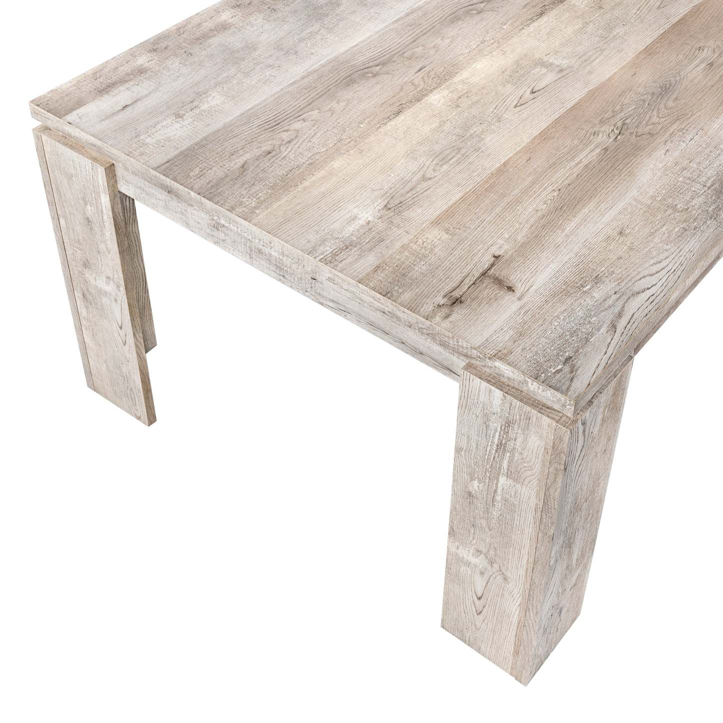 Table à manger d'aspect bois récupéré taupe|Table de salle à manger d'apparence bois recyclé taupe|D90F0MNH