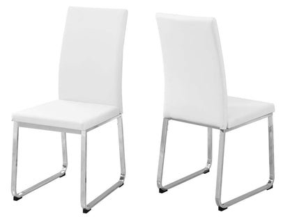 2pcs White Leather-look Chrome Dining Chair|Chaise de salle à manger chrome et apparence cuir blanc, 2 pièces|D90F9P3H
