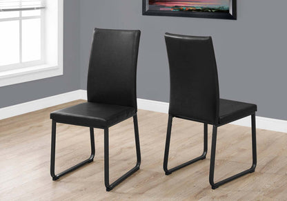 2pcs Black Leather-look Black Dining Chair|Chaise de salle à manger noir et d'apparence cuir noir, 2 pièces|D90FITU9