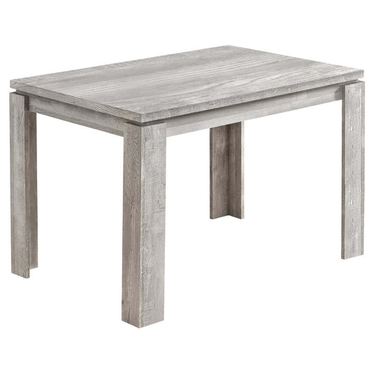 Table à manger d'aspect bois récupéré gris|Table de salle à manger d'apparence bois recyclé gris|D90FF5P3