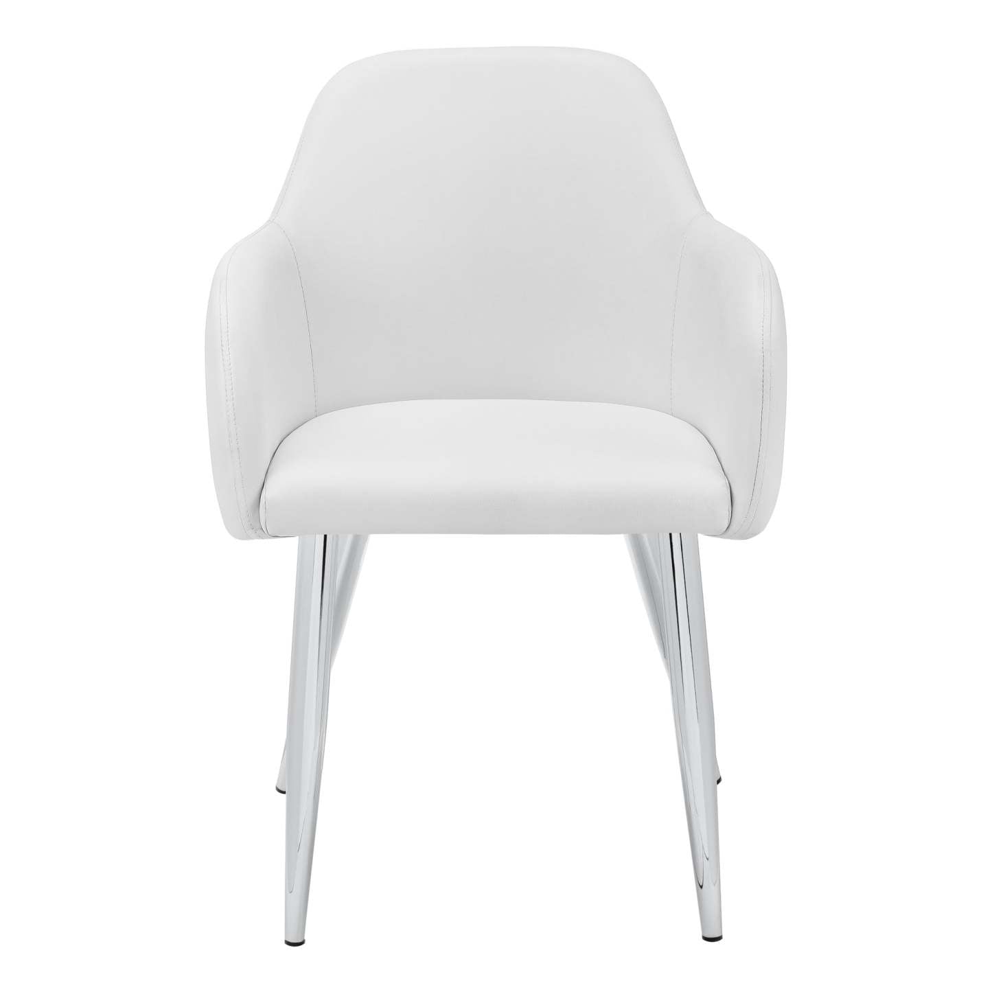 Lot de 2 chaises de salle à manger en métal chromé aspect cuir blanc|Chaise de salle à manger métal chromé et d'apparence cuir blanc, ensemble de 2|D90FANL3