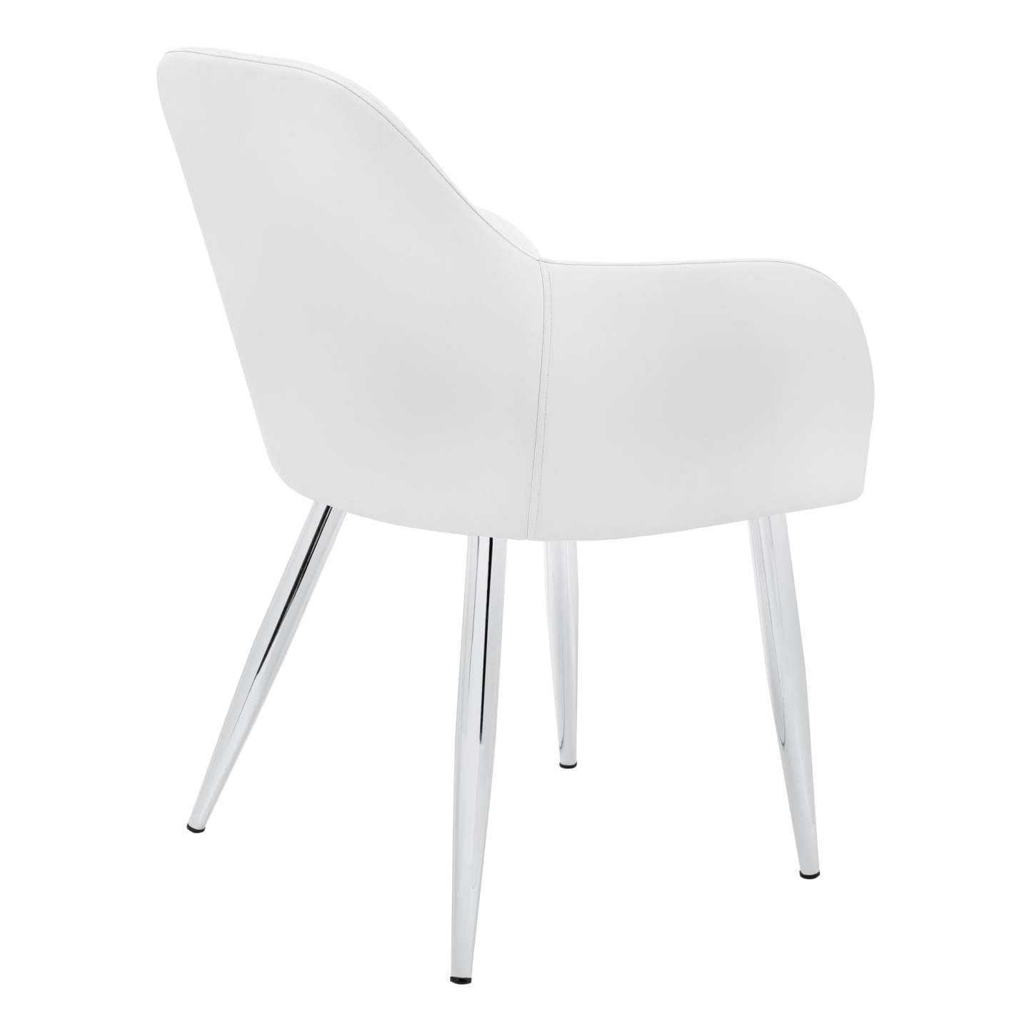 Lot de 2 chaises de salle à manger en métal chromé aspect cuir blanc|Chaise de salle à manger métal chromé et d'apparence cuir blanc, ensemble de 2|D90FANL3