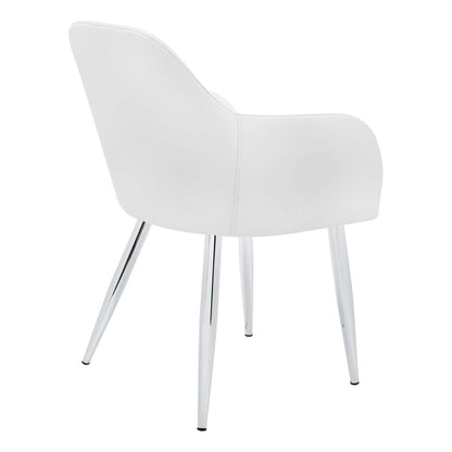 Lot de 2 chaises de salle à manger en métal chromé aspect cuir blanc|Chaise de salle à manger métal chromé et d'apparence cuir blanc, ensemble de 2|D90FANL3