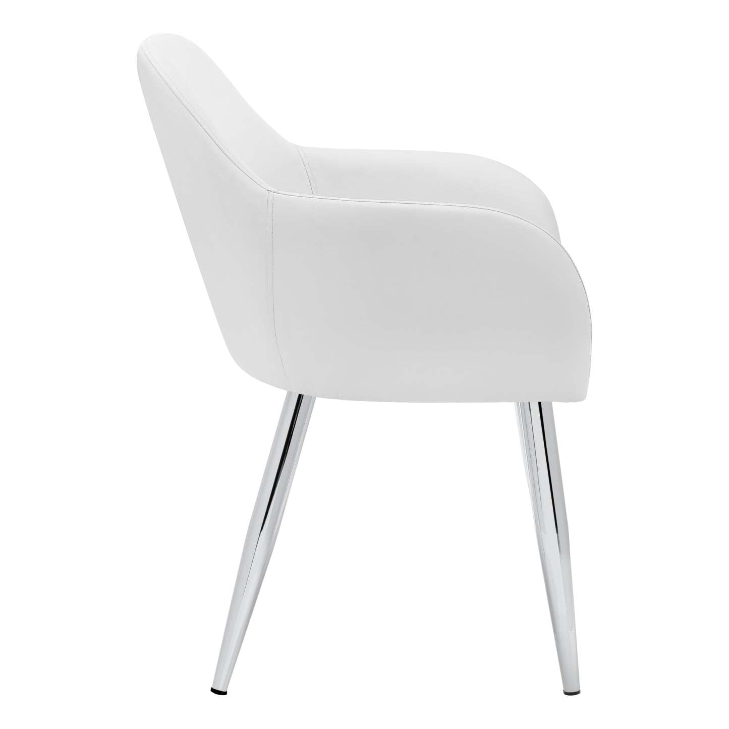 Lot de 2 chaises de salle à manger en métal chromé aspect cuir blanc|Chaise de salle à manger métal chromé et d'apparence cuir blanc, ensemble de 2|D90FANL3