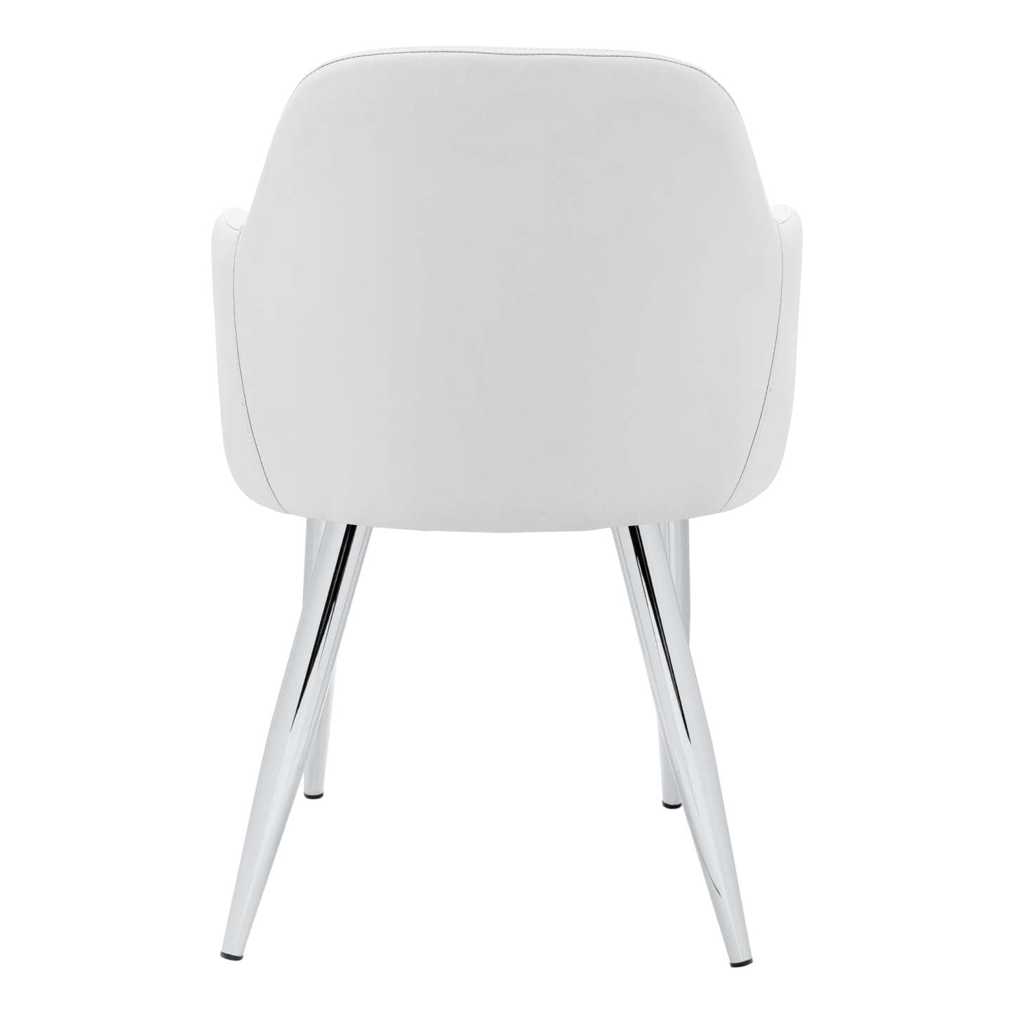 Lot de 2 chaises de salle à manger en métal chromé aspect cuir blanc|Chaise de salle à manger métal chromé et d'apparence cuir blanc, ensemble de 2|D90FANL3