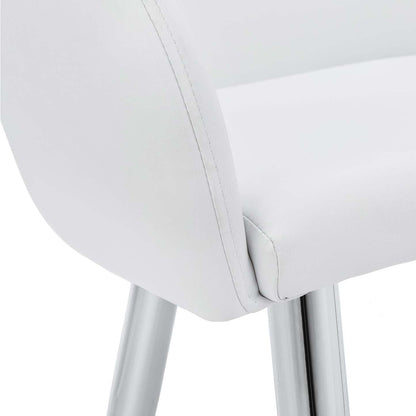 Lot de 2 chaises de salle à manger en métal chromé aspect cuir blanc|Chaise de salle à manger métal chromé et d'apparence cuir blanc, ensemble de 2|D90FANL3