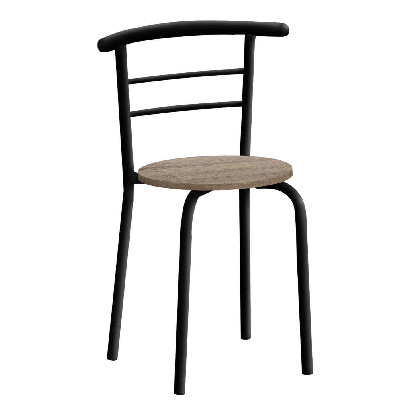 3pcs Dark Taupe Top Black Metal Dining Set|Ensemble de salle à manger à dessus taupe foncé et métal noir, 3 pièces|D90F8YJH