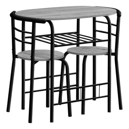 3pcs Grey Top Black Metal Dining Set|Ensemble de salle à manger à dessus gris et métal noir, 3 pièces|D90FCGGL