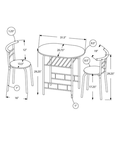3pcs Black Top Black Metal Dining Set|Ensemble de salle à manger à dessus noir et métal noir, 3 pièces|D90FICKD