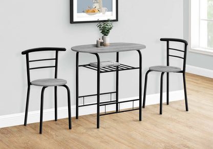 3pcs Grey Top Black Metal Dining Set|Ensemble de salle à manger à dessus gris et métal noir, 3 pièces|D90FCGGL