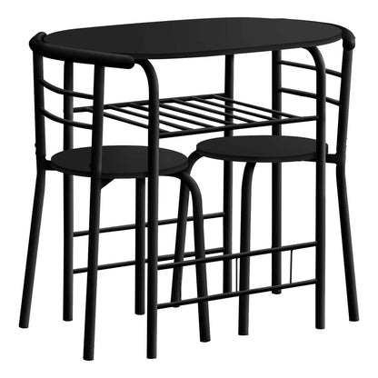 3pcs Black Top Black Metal Dining Set|Ensemble de salle à manger à dessus noir et métal noir, 3 pièces|D90FICKD