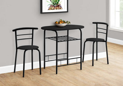 3pcs Black Top Black Metal Dining Set|Ensemble de salle à manger à dessus noir et métal noir, 3 pièces|D90FICKD