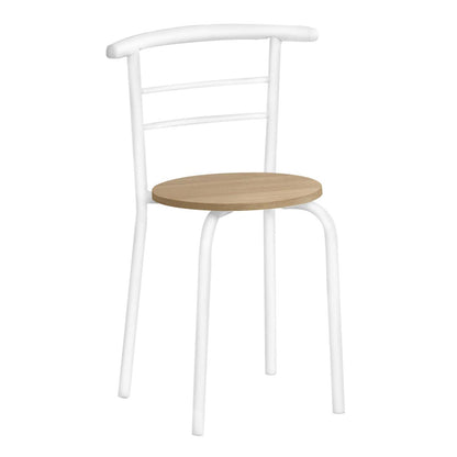 3pcs Natural Top White Metal Dining Set|Ensemble de salle à manger à dessus naturel et métal blanc, 3 pièces|D90FOWUA