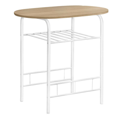 3pcs Natural Top White Metal Dining Set|Ensemble de salle à manger à dessus naturel et métal blanc, 3 pièces|D90FOWUA