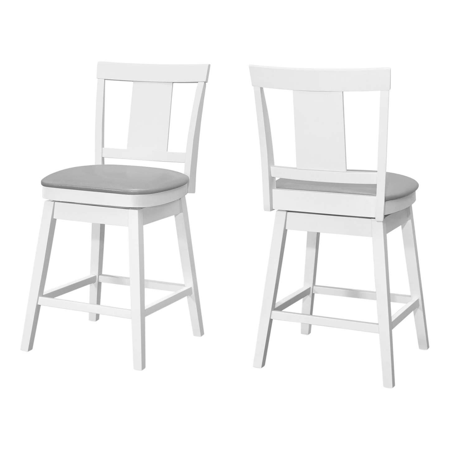 White Grey Leather-Look Bar Stool - Set of 2|Tabouret bar blanc et d’apparence cuir gris, ensemble de 2|D90FWYQD