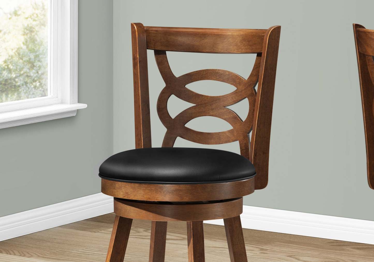 Tabouret de bar pivotant à hauteur de comptoir en chêne - Ensemble de 2|Tabouret pivotant en chêne de hauteur comptoir, 2 pièces|D90FWBP1